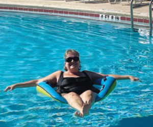 Floating in pool