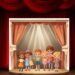 Cartoon of children on a theatre stage.