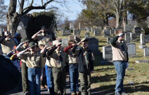 Boy Scouts at graveyard.