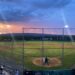 Baseball field at sunset.