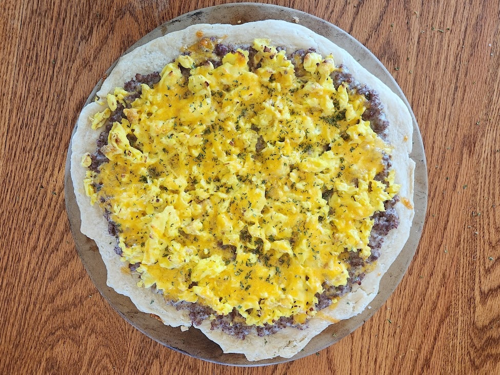 Breakfast pizza.