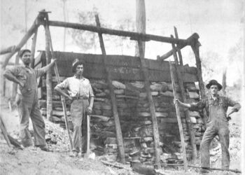 Firing up a lime kiln.